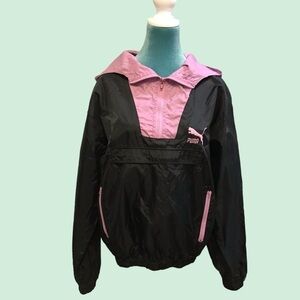 Pre-Loved vintage (90’s) Puma black and purple, 3/4 zip wind breaker